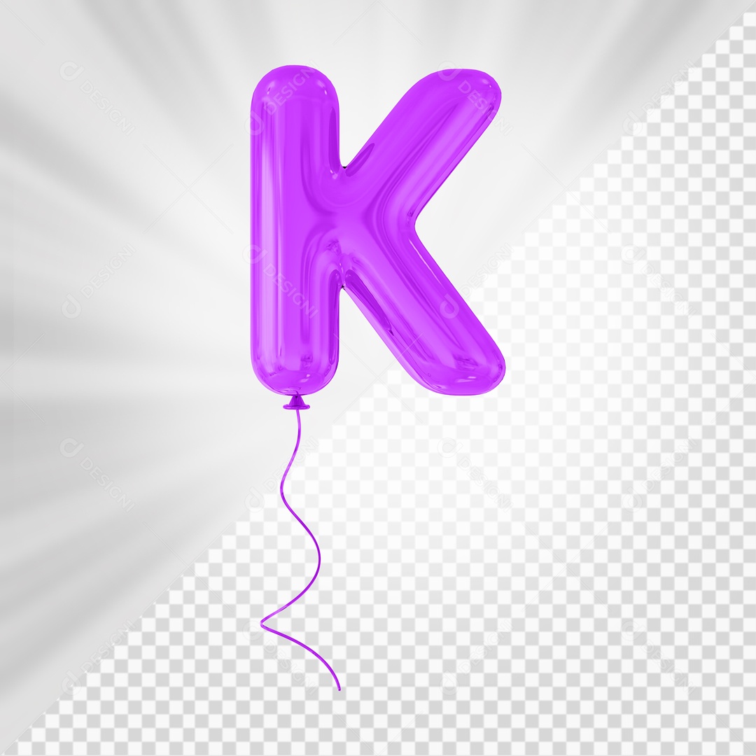 Balão De Festa Roxo De Letra K Elemento 3D Para composição PSD