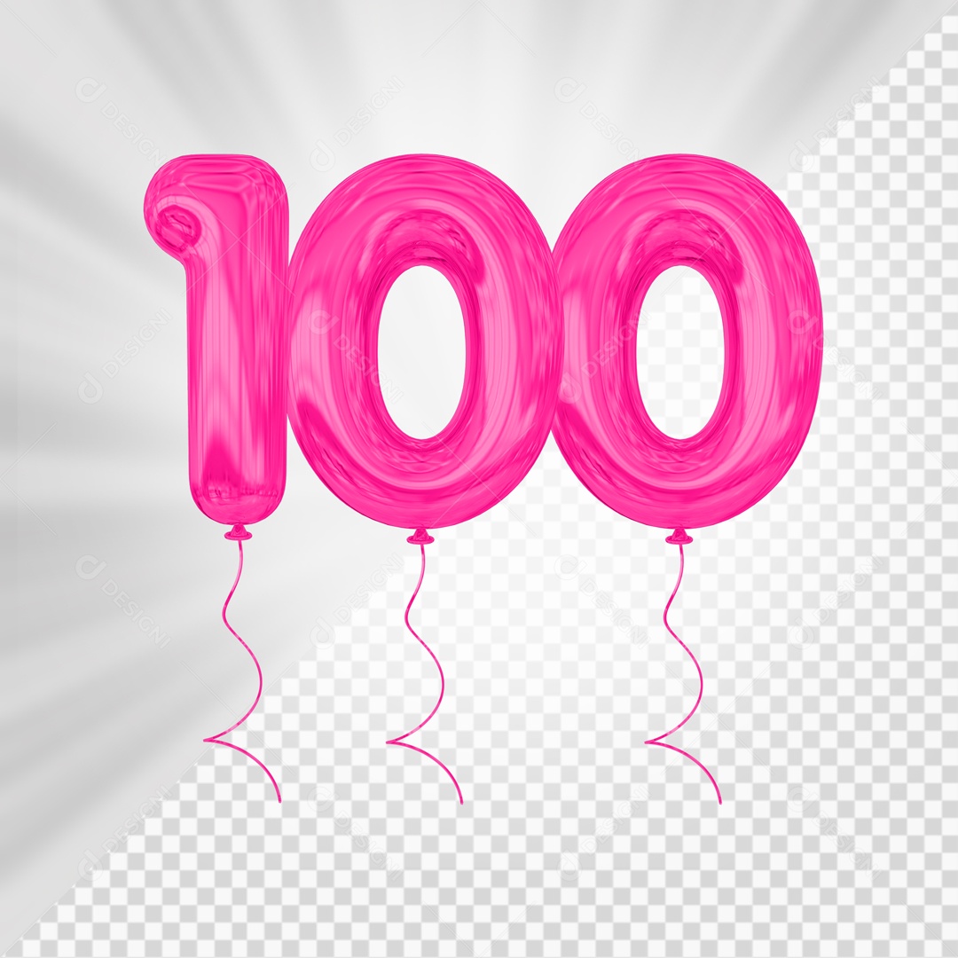 Balão De Festa Rosa De Número 100 Elemento 3D Para composição PSD