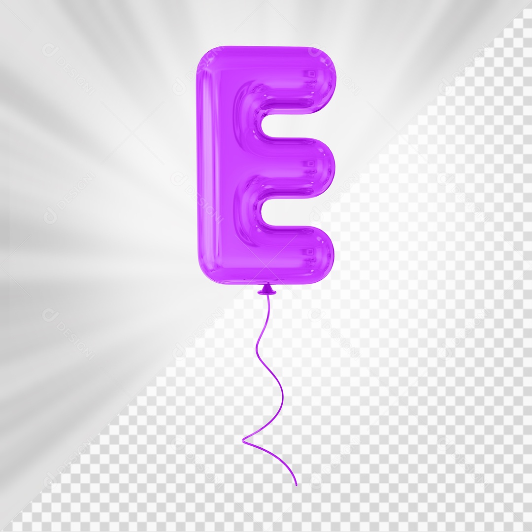 Balão De Festa Roxo De Letra E Elemento 3D Para composição PSD