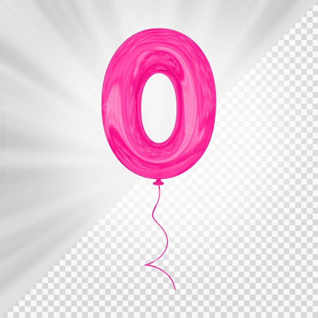 Balão De Festa Rosa De Número 0 Elemento 3D Para composição PSD