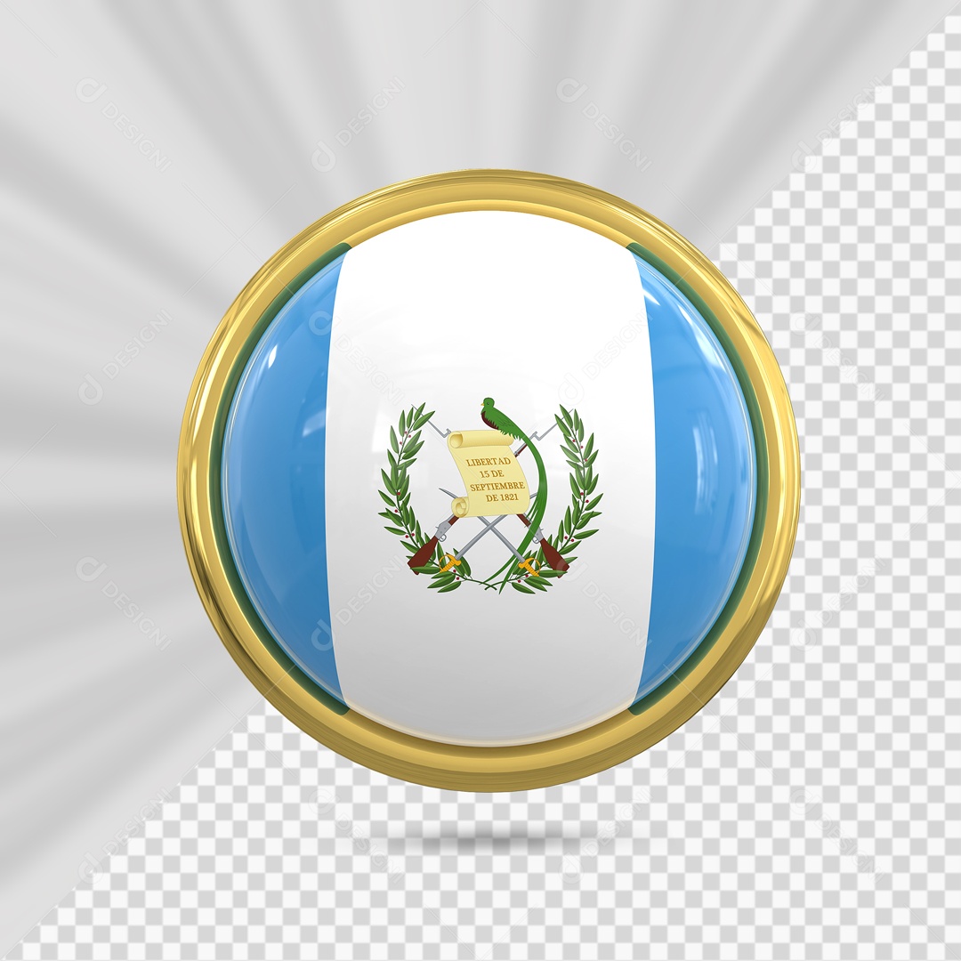 Bandeira Da Guatemala No Ícone Redondo Elemento 3D PSD