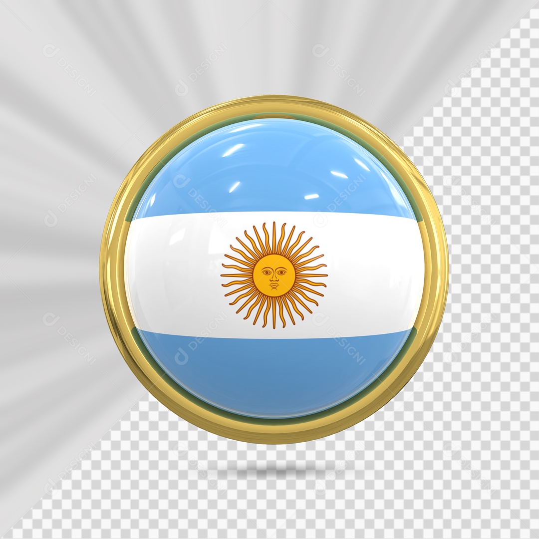 Bandeira Da Argentina No Ícone Redondo Elemento 3D PSD