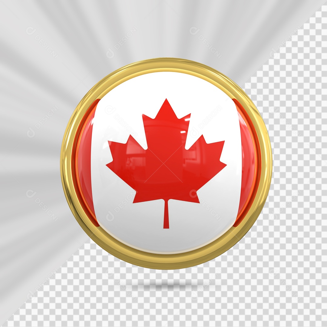 Bandeira Da Canadá No Ícone Redondo Elemento 3D PSD
