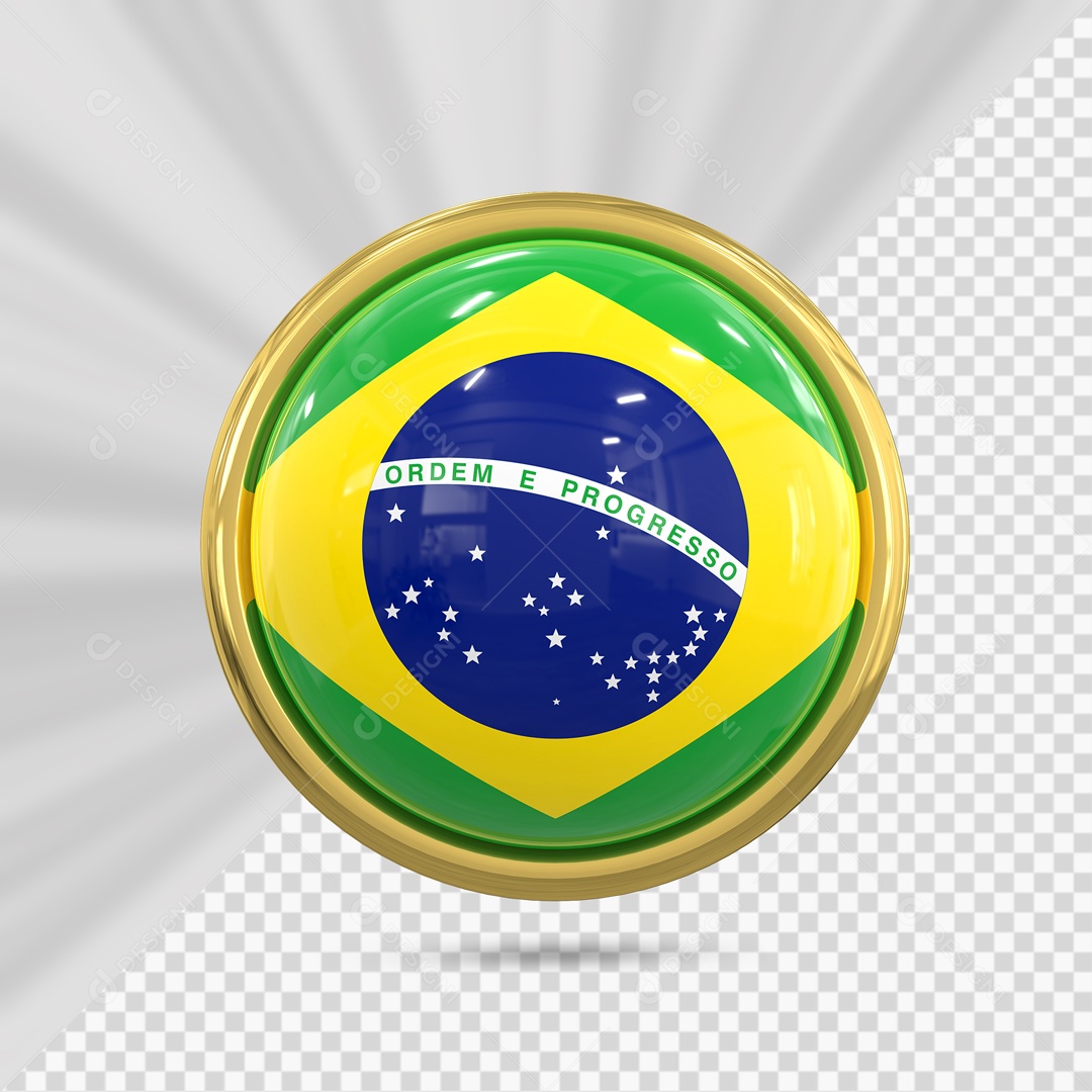 Bandeira Da Brasil No Ícone Redondo Elemento 3D PSD