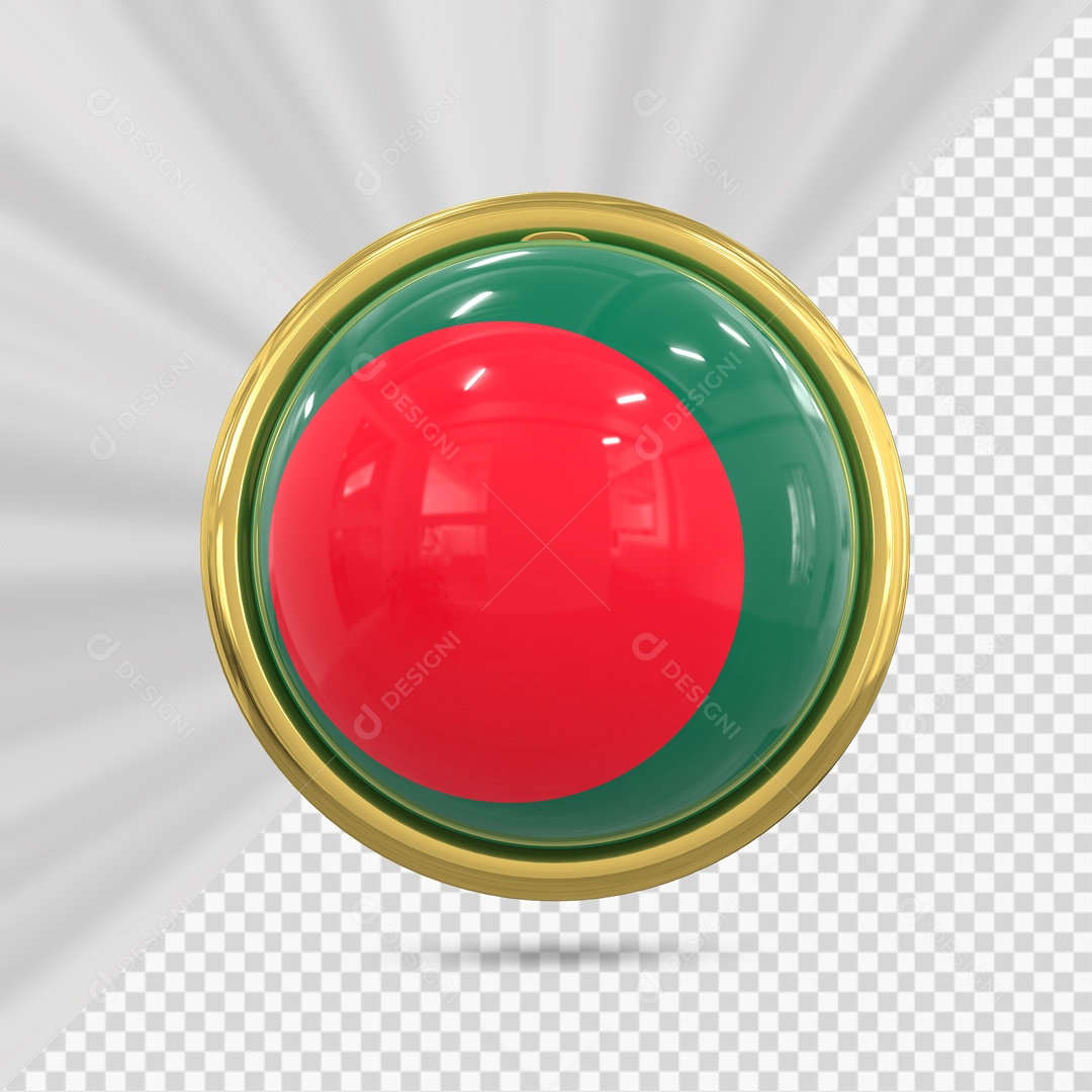Bandeira Da Bangladesh No Ícone Redondo Elemento 3D PSD