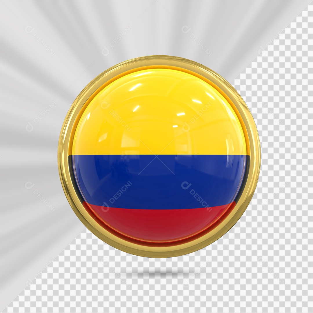 Bandeira Da Colômbia No Ícone Redondo Elemento 3D PSD