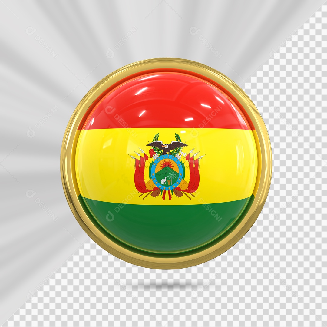 Bandeira Da Bolívia No Ícone Redondo Elemento 3D PSD
