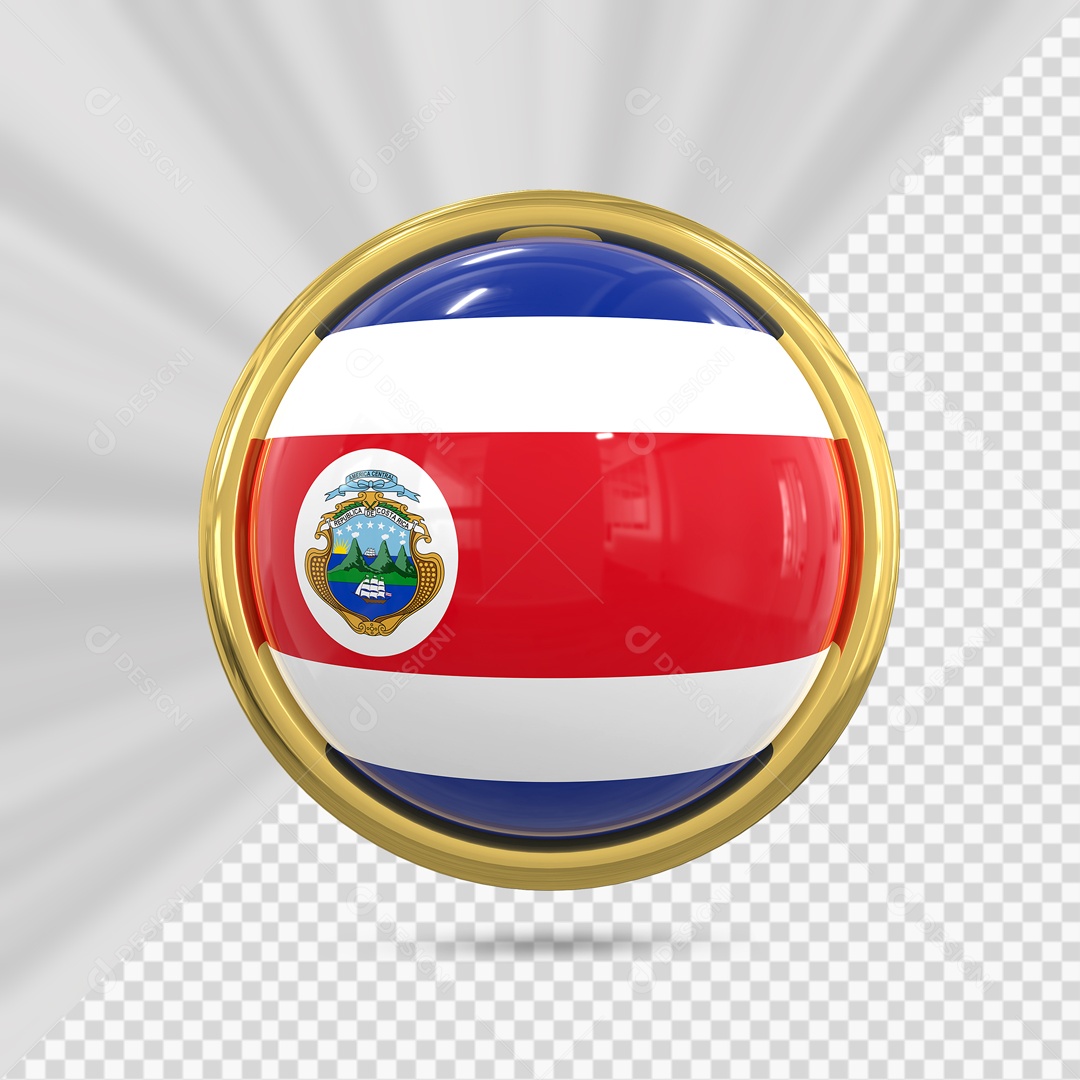 Bandeira Da Costa Rica No Ícone Redondo Elemento 3D PSD