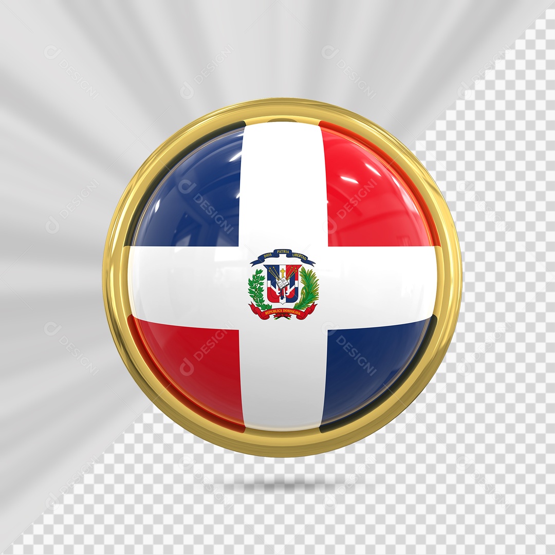 Bandeira Da República Dominicana No Ícone Redondo Elemento 3D PSD
