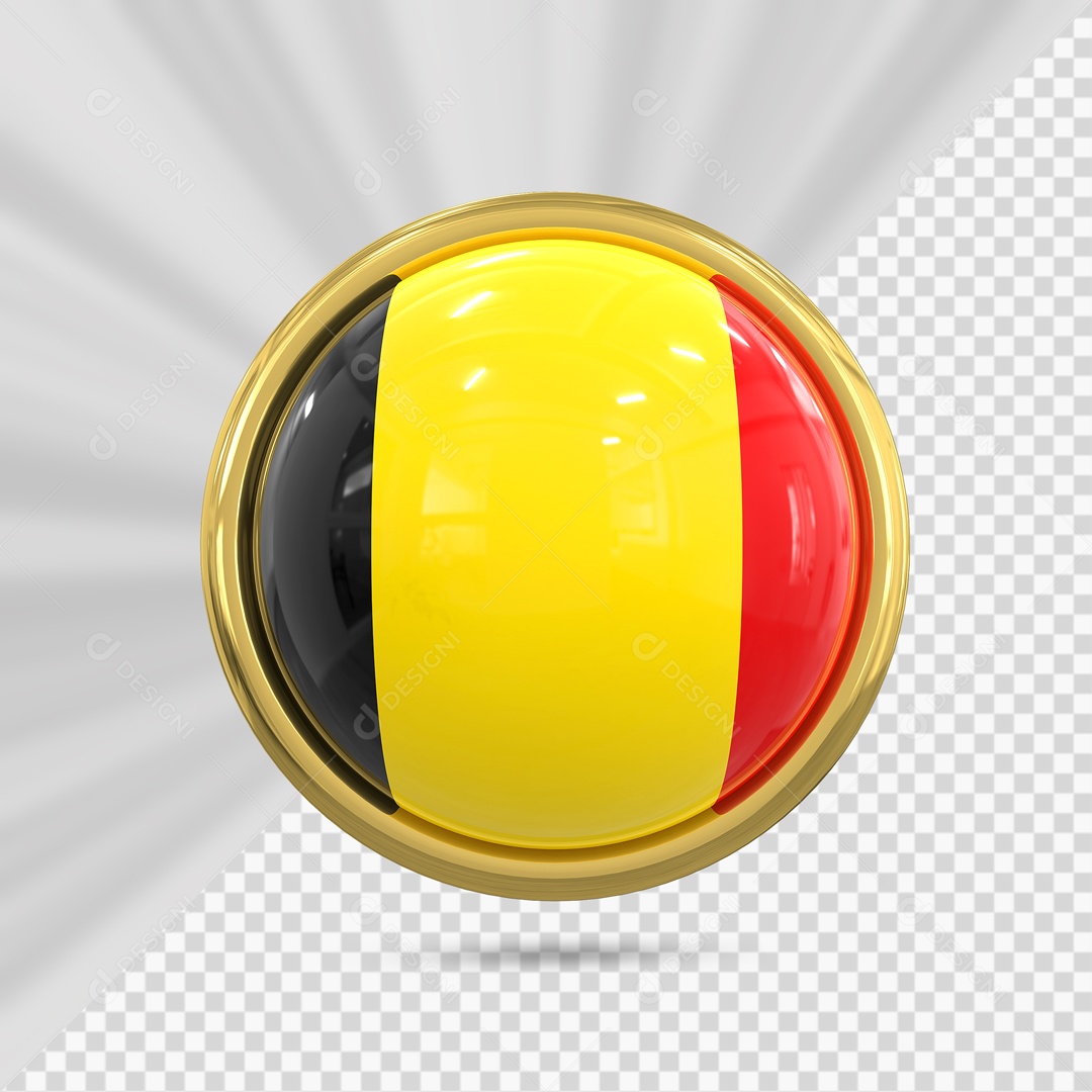 Bandeira Da Bélgica No Ícone Redondo Elemento 3D PSD