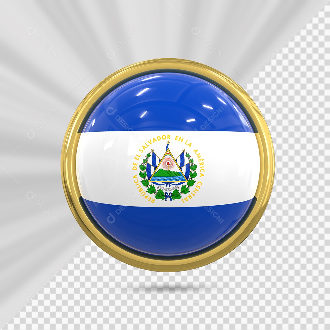 Bandeira Da El Salvador No Ícone Redondo Elemento 3D PSD