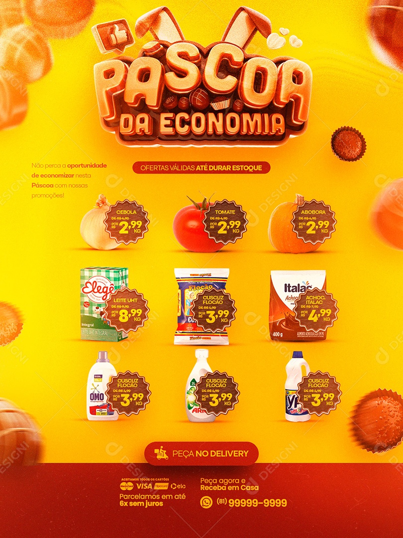 Encarte Páscoa Da Economia Supermercado Social Media PSD Editável