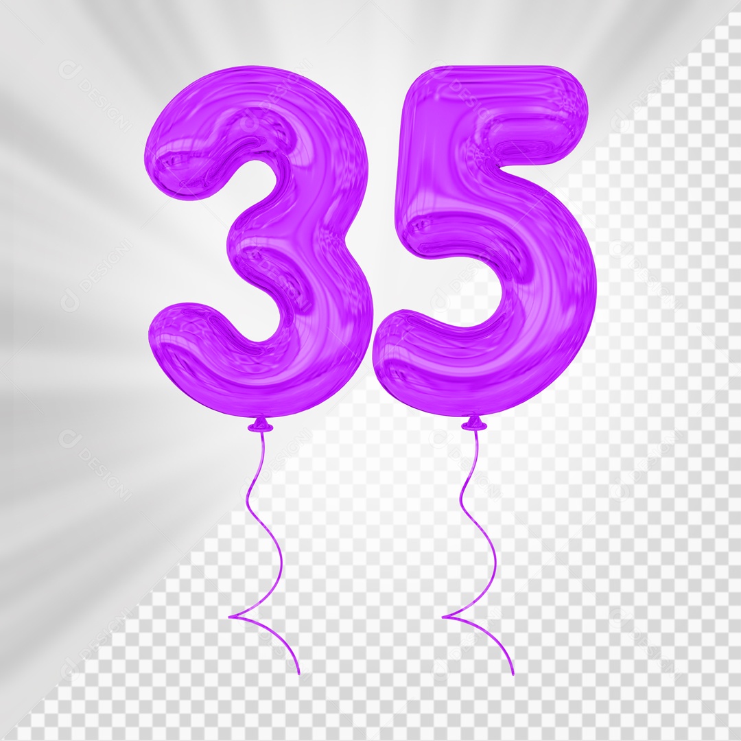 Balão De Festa Roxo De Número 35 Elemento 3D Para composição PSD