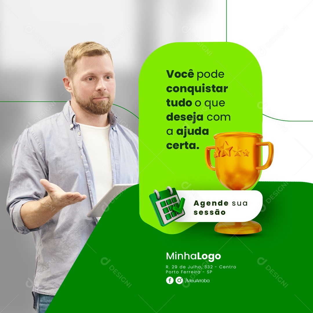 Você Pode Conquistar Tudo o Que Deseja Coach Empresarial Social Media PSD Editável