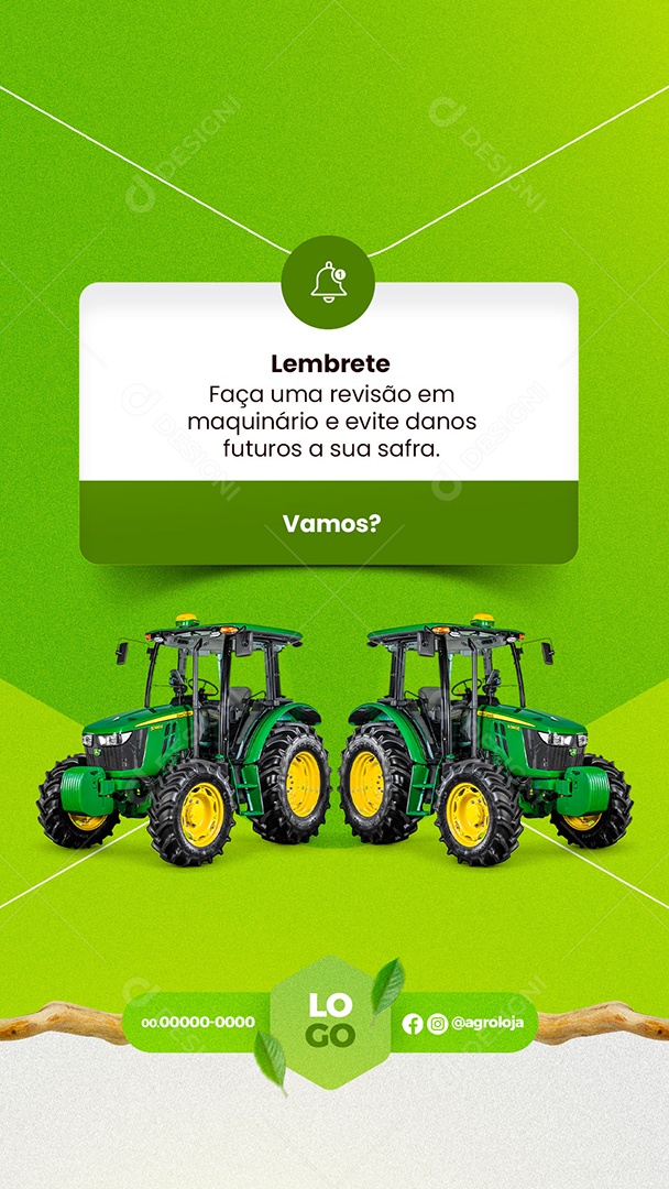 Lembrete Máquinas e Implementos Agrícolas Agronegócio Story Social Media PSD Editável