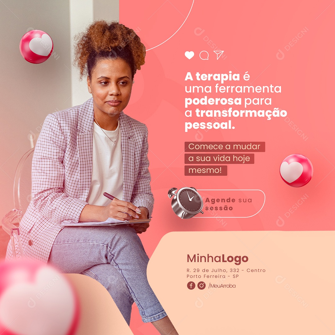 A Terapia é Uma Ferramenta Poderosa Para a Transformação Pessoal Coach Empresarial Social Media PSD Editável