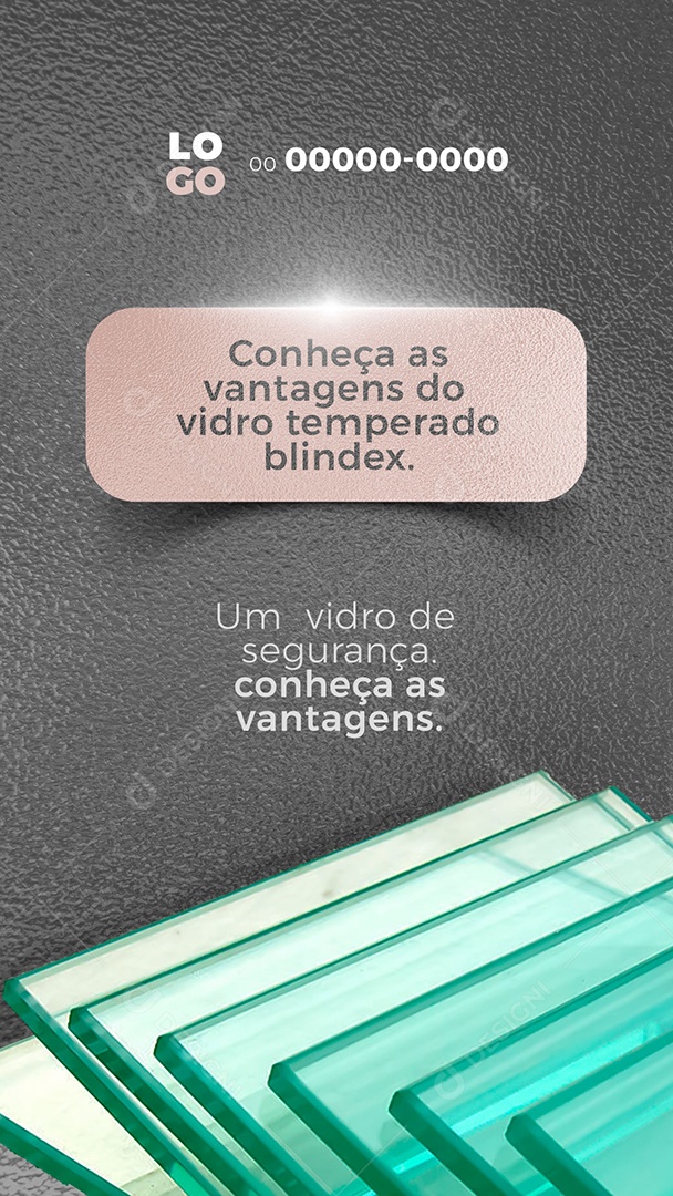 Conheça as Vantagens do Vidro Temperado Blindex Vidraçaria Story Social Media PSD Editável