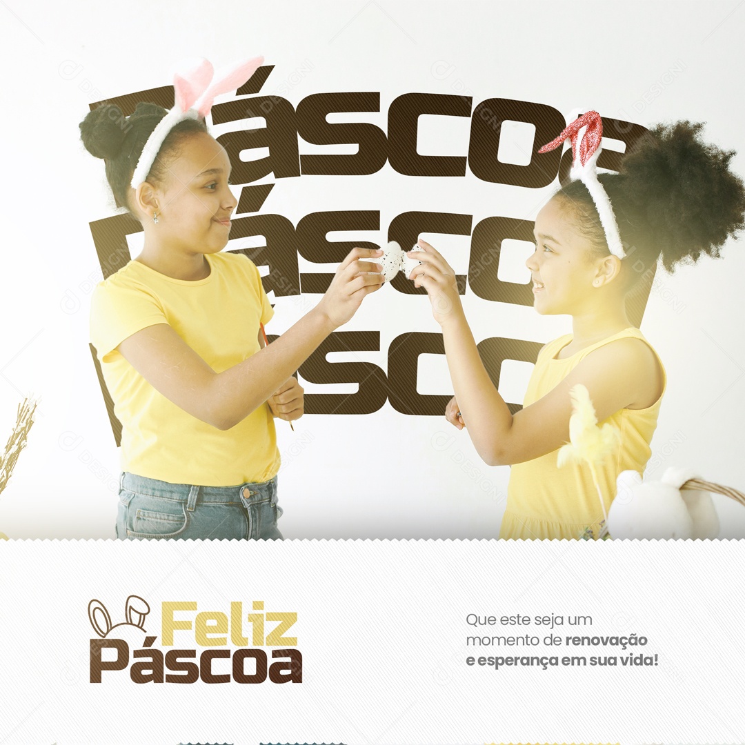 Feliz Páscoa Que Seja Um Momento de Renovação e Esperança Em Sua Vida! Social Media PSD Editável