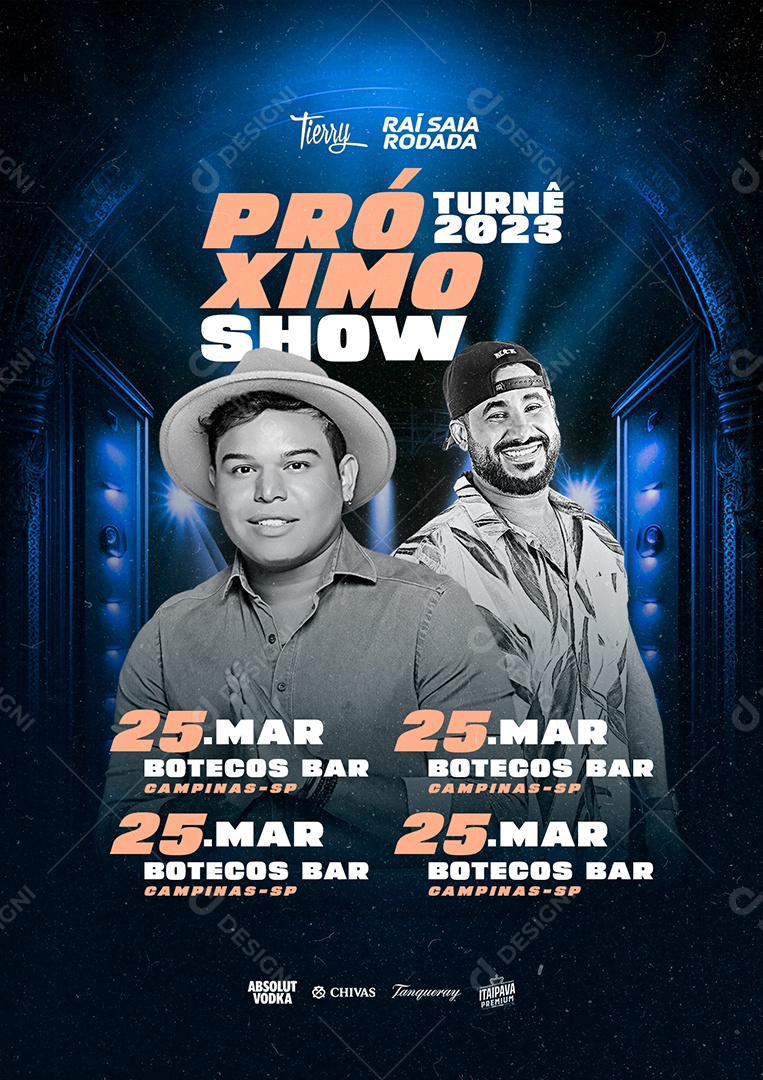 Próximo Show Turnê 2023 Tierry Raía Saia Rodada Flyer Social Media PSD Editável