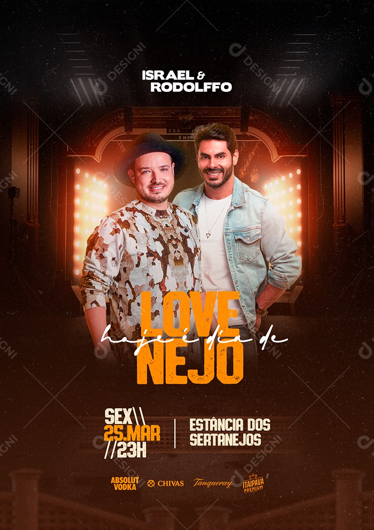 Hoje é Dia De Love Nejo Israel & Rodolfo Flyer Social Media PSD Editável