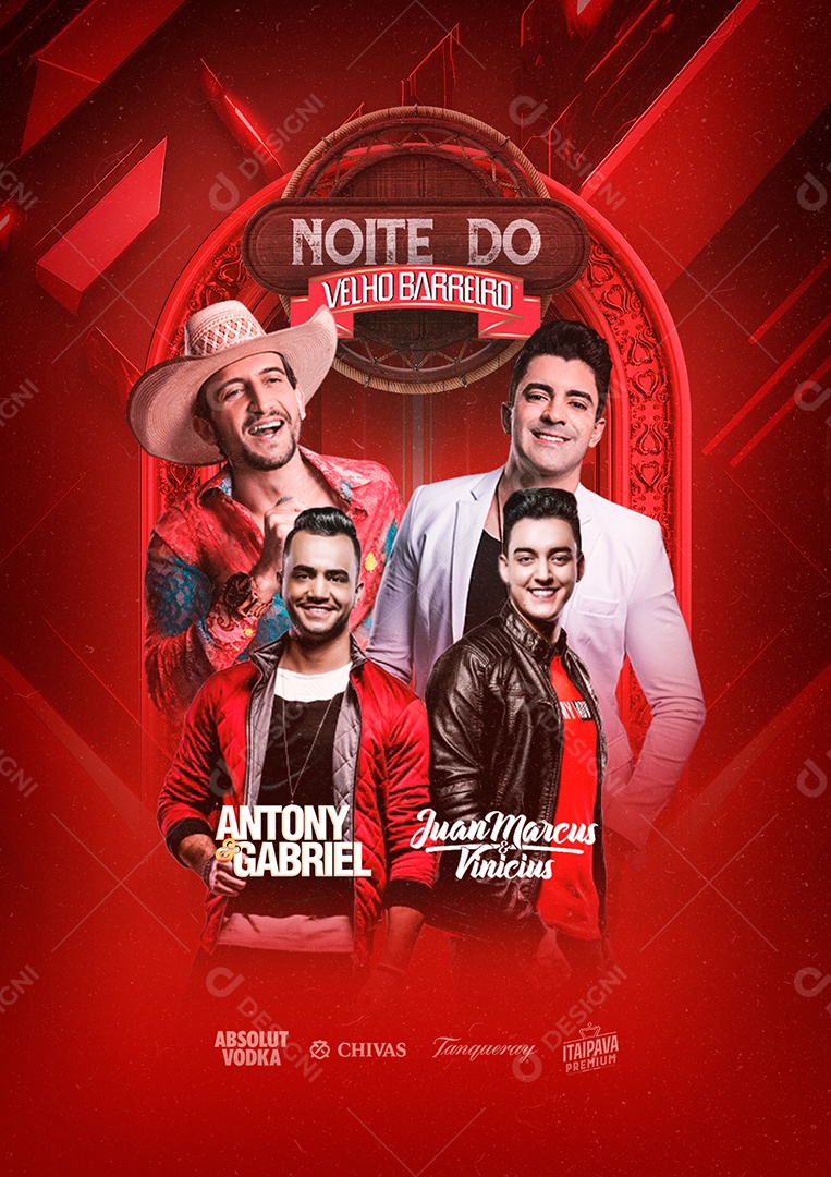 Noite Do Velho Barreiro Antony & Gabriel Juan Marcus & Vinicius Flyer Social Media PSD Editável