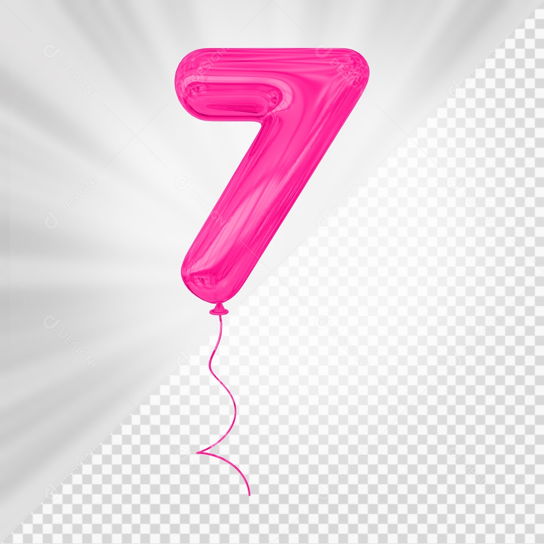 Balão De Festa Rosa De Número 7 Elemento 3D Para composição PSD