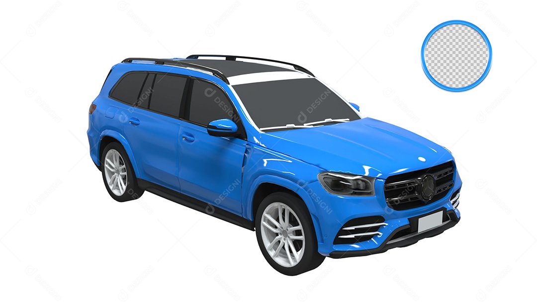 Elemento 3D Para Composição Carro Azul PSD
