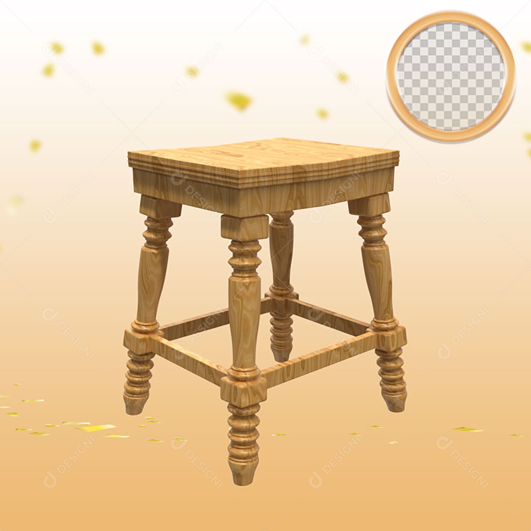 Elemento 3D Para Composição Banco de Madeira PSD
