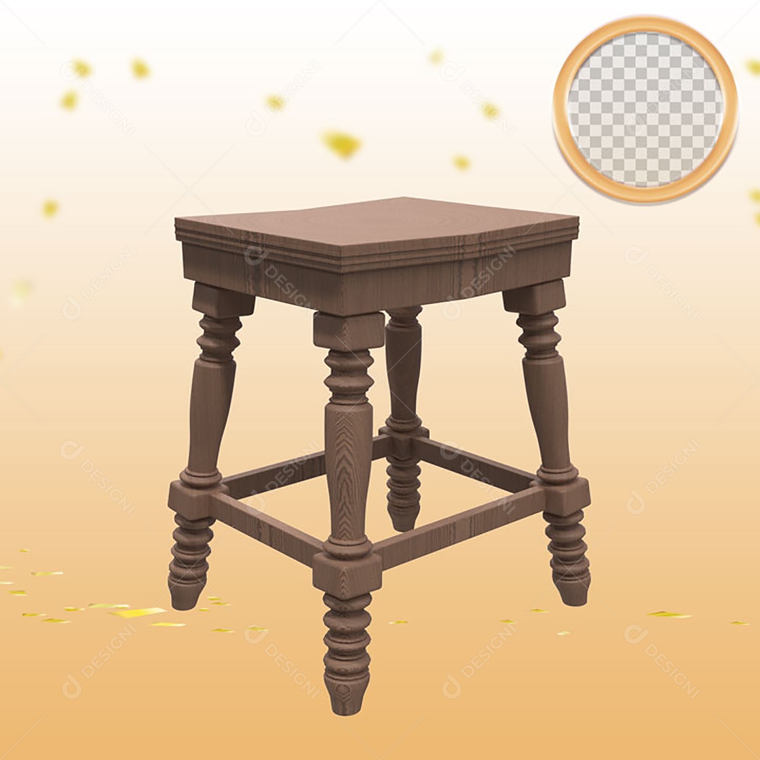 Elemento 3D Para Composição Banco de Madeira PSD