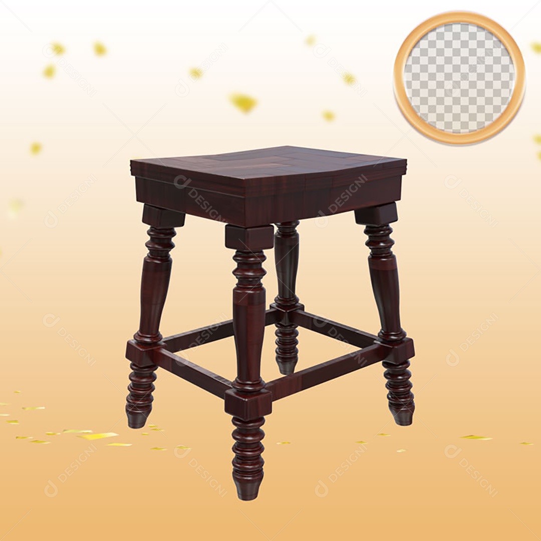 Elemento 3D Para Composição Banco de Madeira PSD