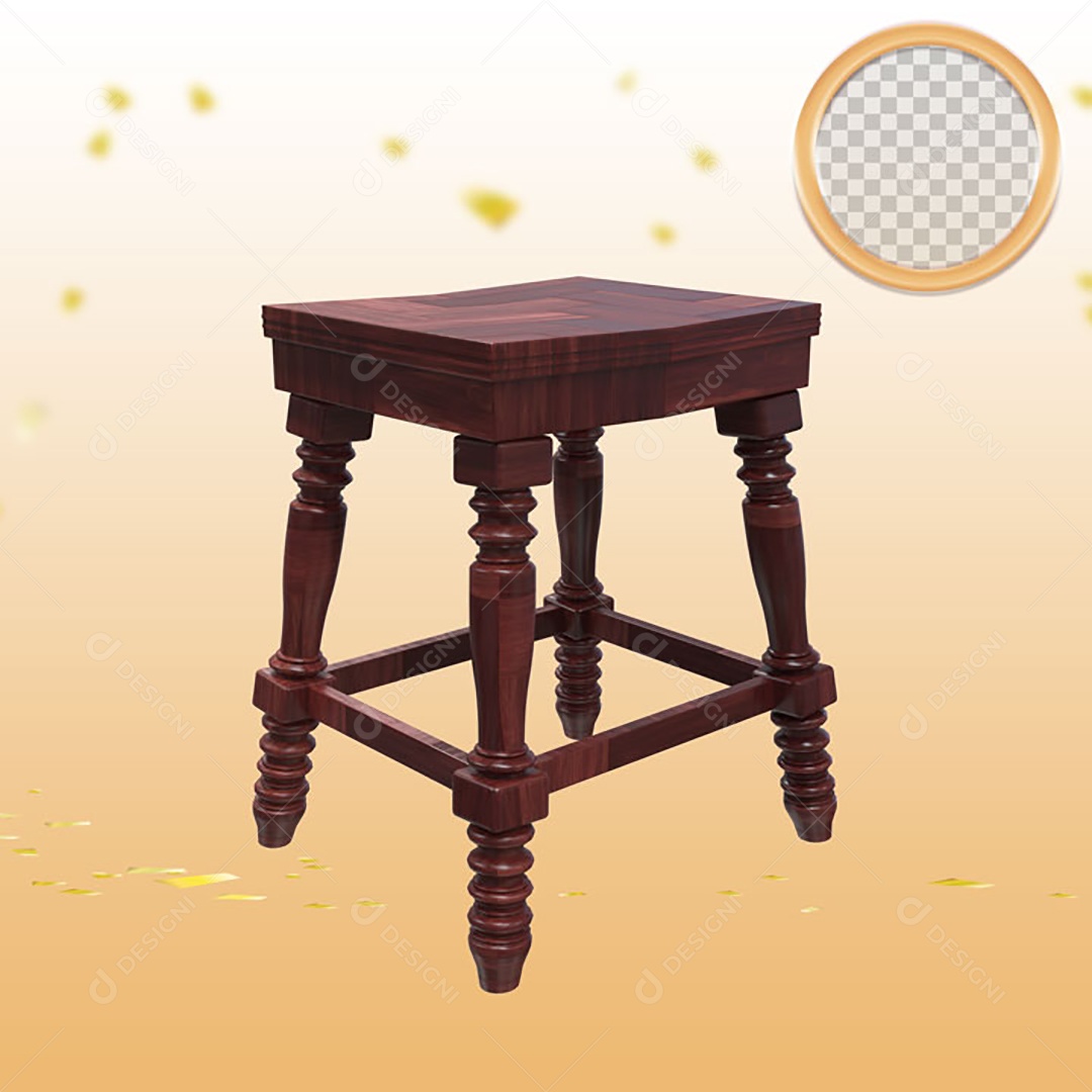 Elemento 3D Para Composição Banco de Madeira PSD
