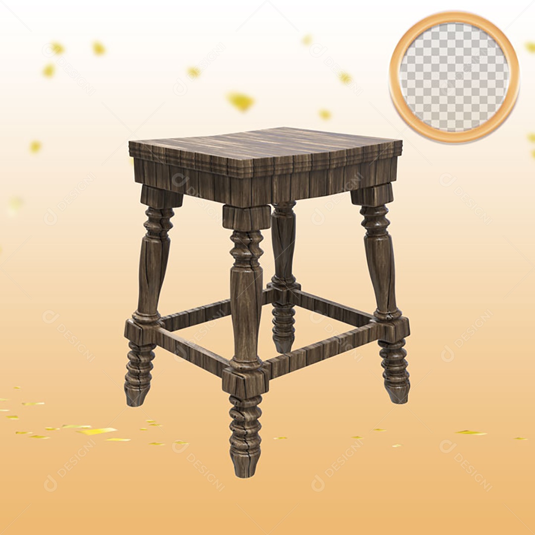 Elemento 3D Para Composição Banco de Madeira PSD