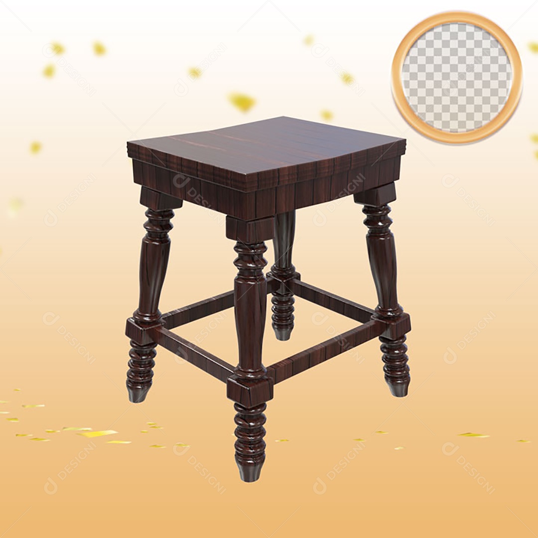 Elemento 3D Para Composição Banco de Madeira PSD