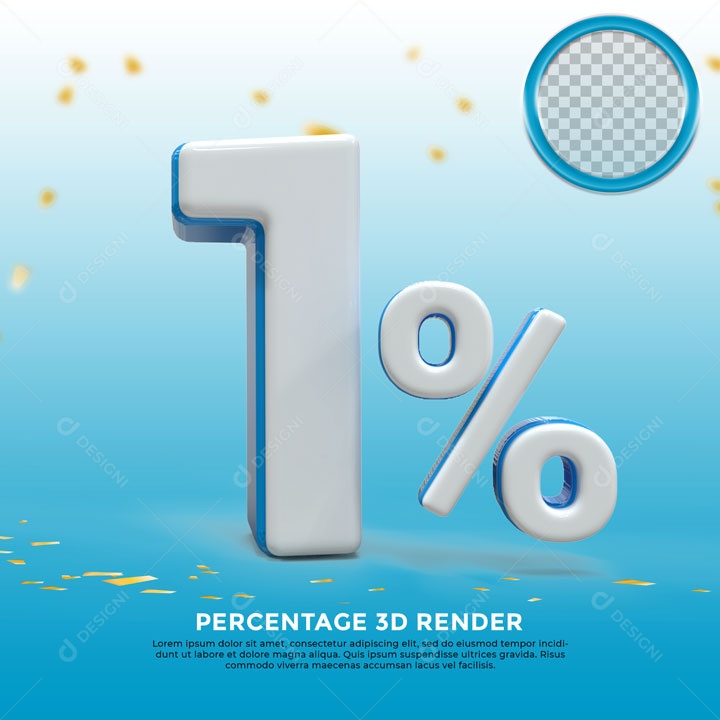 Número 1% de Desconto Elemento 3D Para Composição PSD