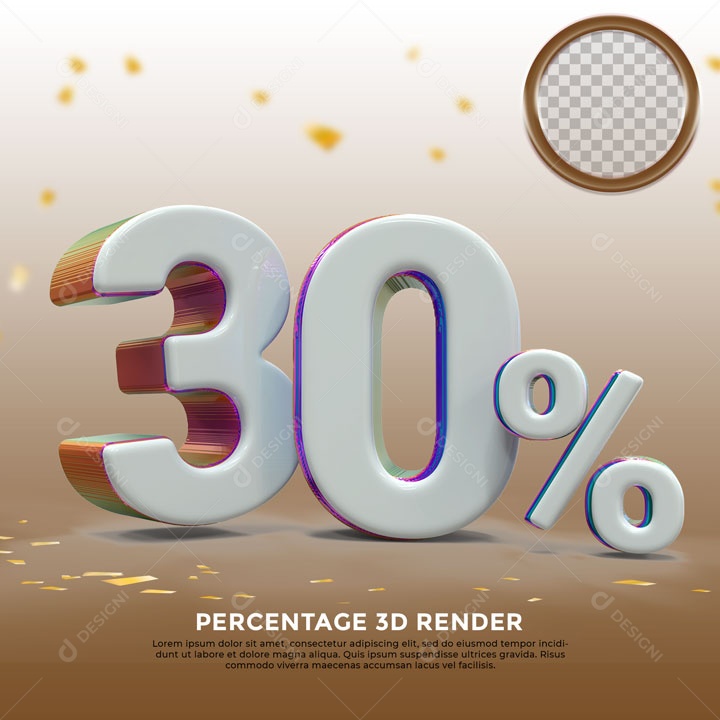 Número 30% de Desconto Elemento 3D Para Composição PSD