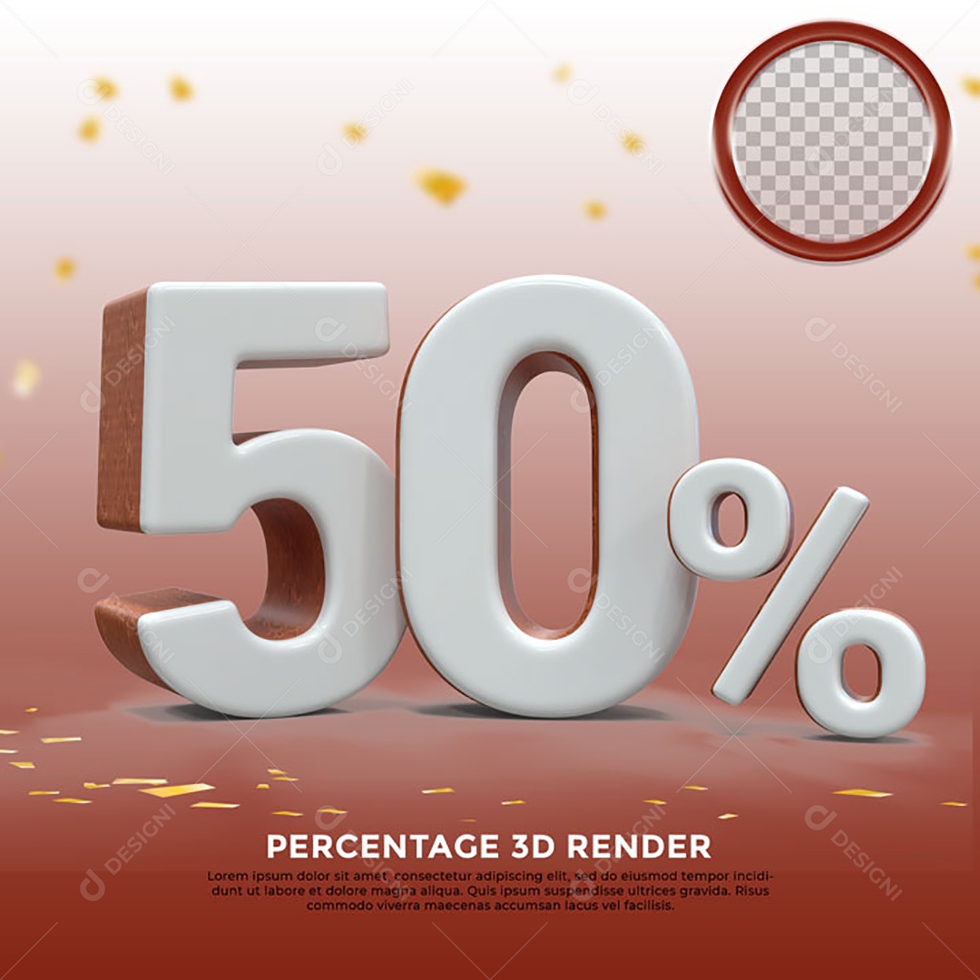 Número 50% de Desconto Elemento 3D Para Composição PSD
