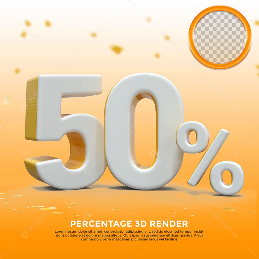 Número 50% de Desconto Elemento 3D Para Composição PSD