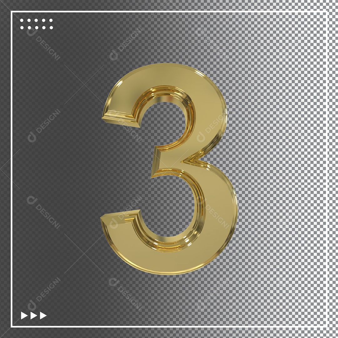 Elemento 3D Para Composição Número 3 PSD