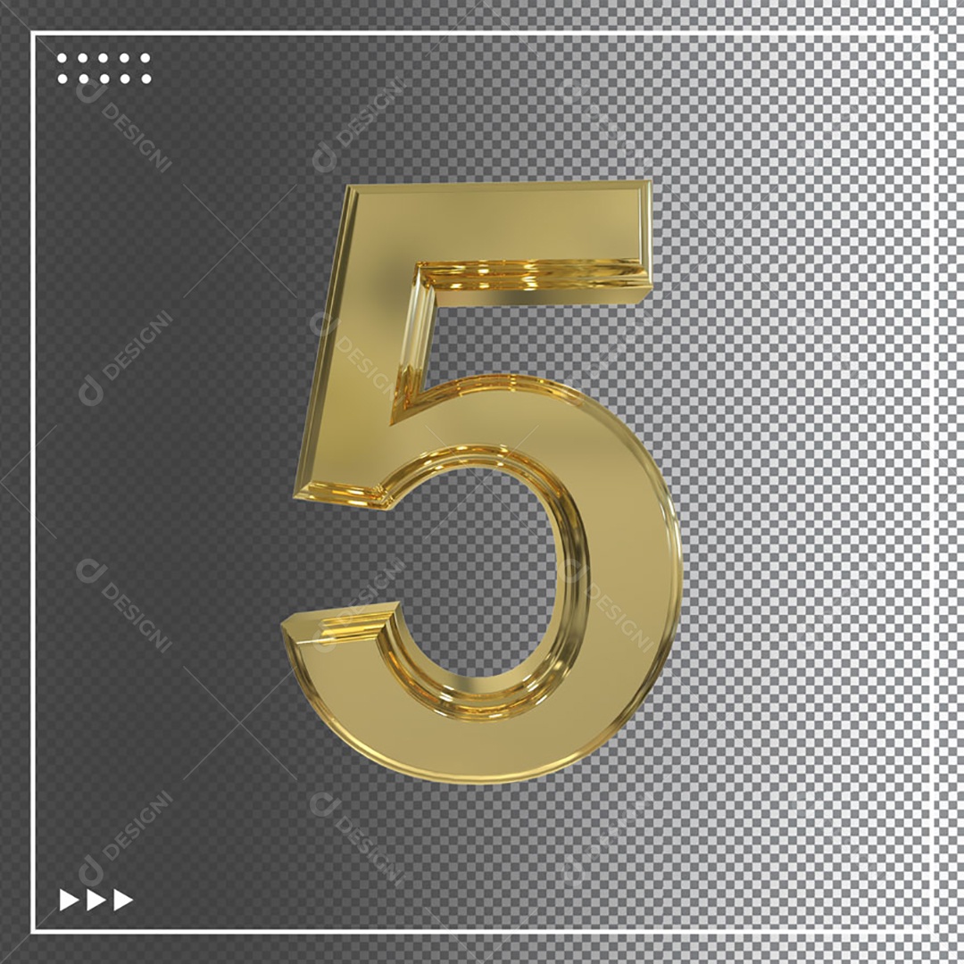 Elemento 3D Para Composição Número 5 PSD