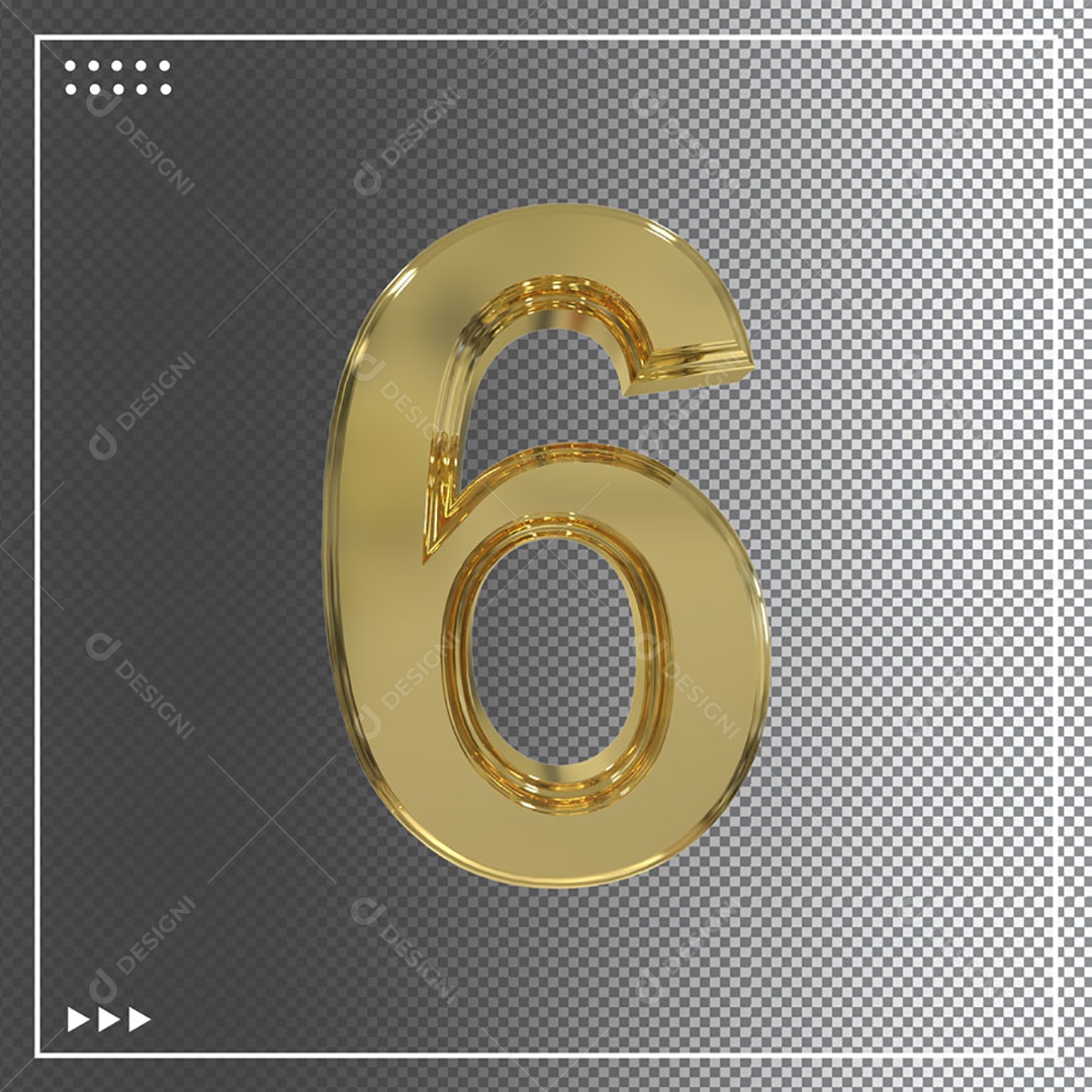 Elemento 3D Para Composição Número 6 PSD