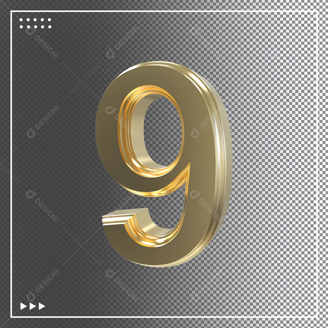 Elemento 3D Para Composição Número 9 PSD