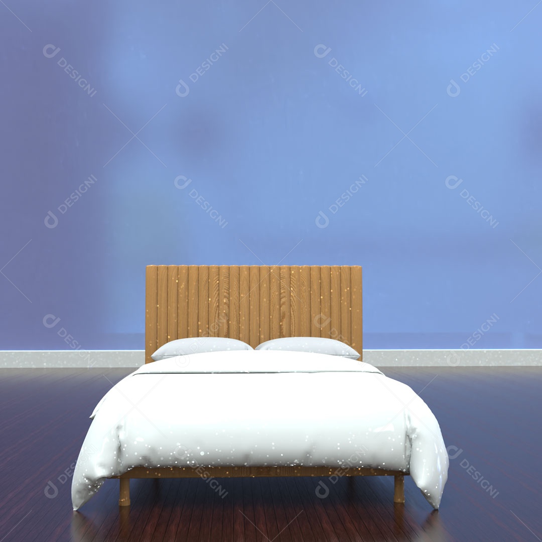 Elemento 3D Para Composição Cama Com Quarto de Fundo PSD