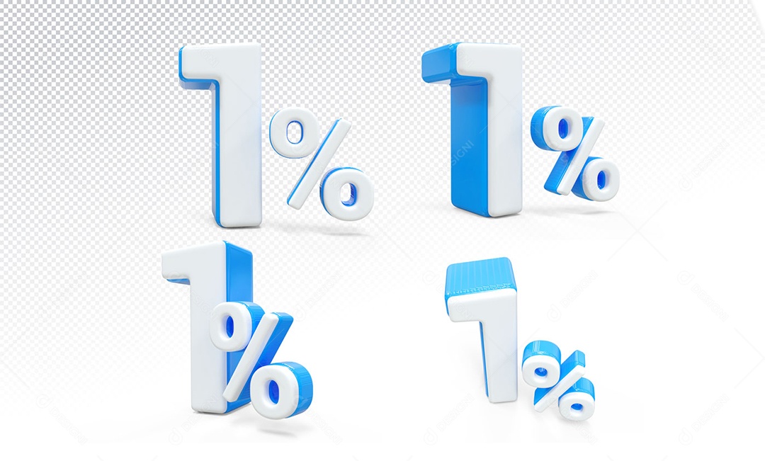 Números 1% de Desconto Elemento 3D Para Composição PSD