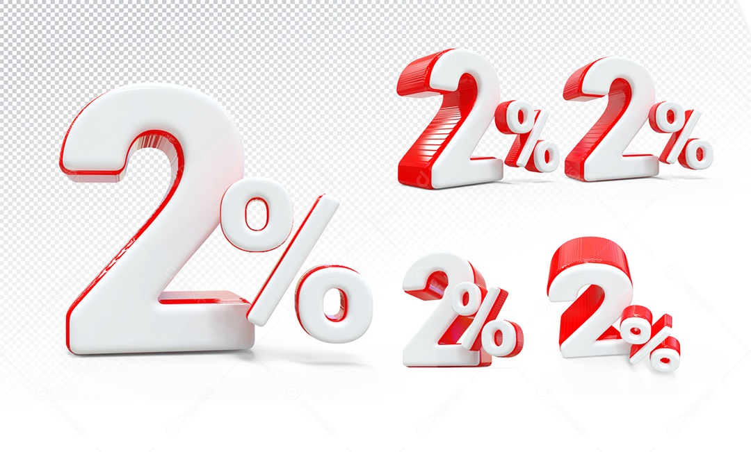 Números 2% de Desconto Elemento 3D Para Composição PSD