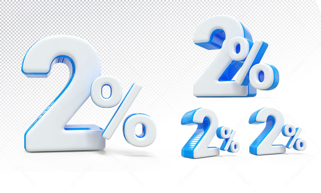 Números 2% de Desconto Elemento 3D Para Composição PSD