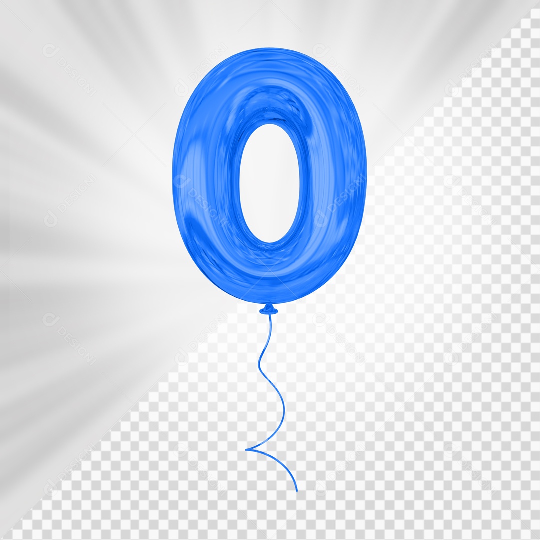 Balão De Festa Azul De Número 0 Elemento 3D Para composição PSD