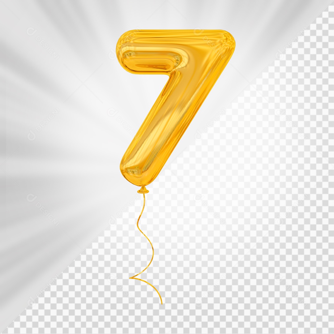 Balão De Festa Amarelo De Número 7 Elemento 3D Para composição PSD