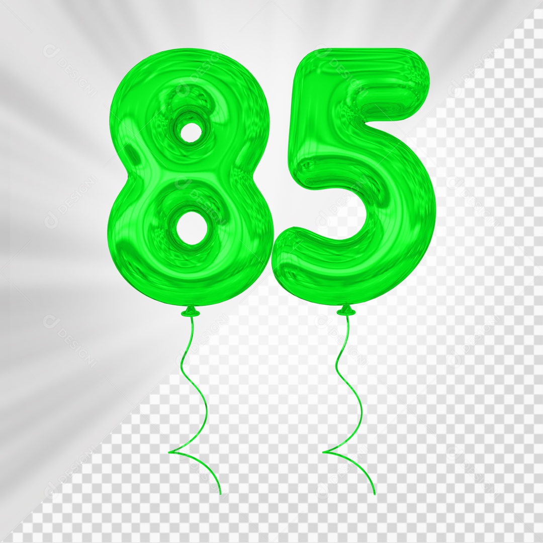 Balão De Festa Verde De Número 85 Elemento 3D Para composição PSD