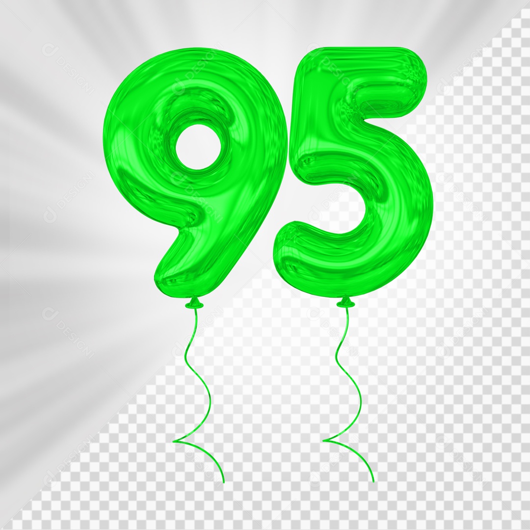 Balão De Festa Verde De Número 95 Elemento 3D Para composição PSD
