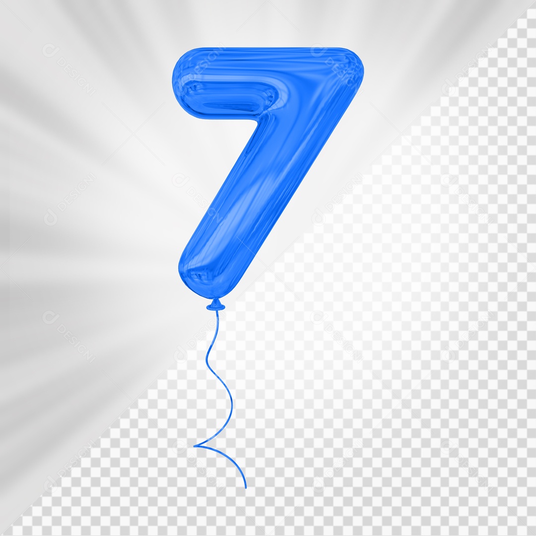 Balão De Festa Azul De Número 7 Elemento 3D Para composição PSD